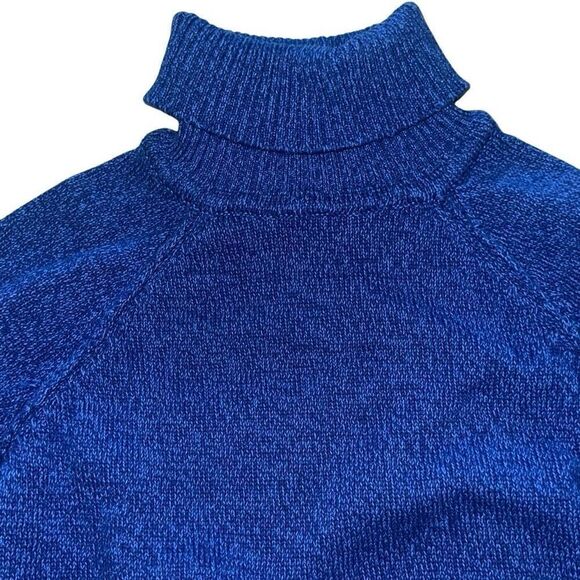 Karen Scott Blue Turtle Neck Raglan Sleeve Cotton Pullover Sweater Ladies Small - Picture 7 of 10